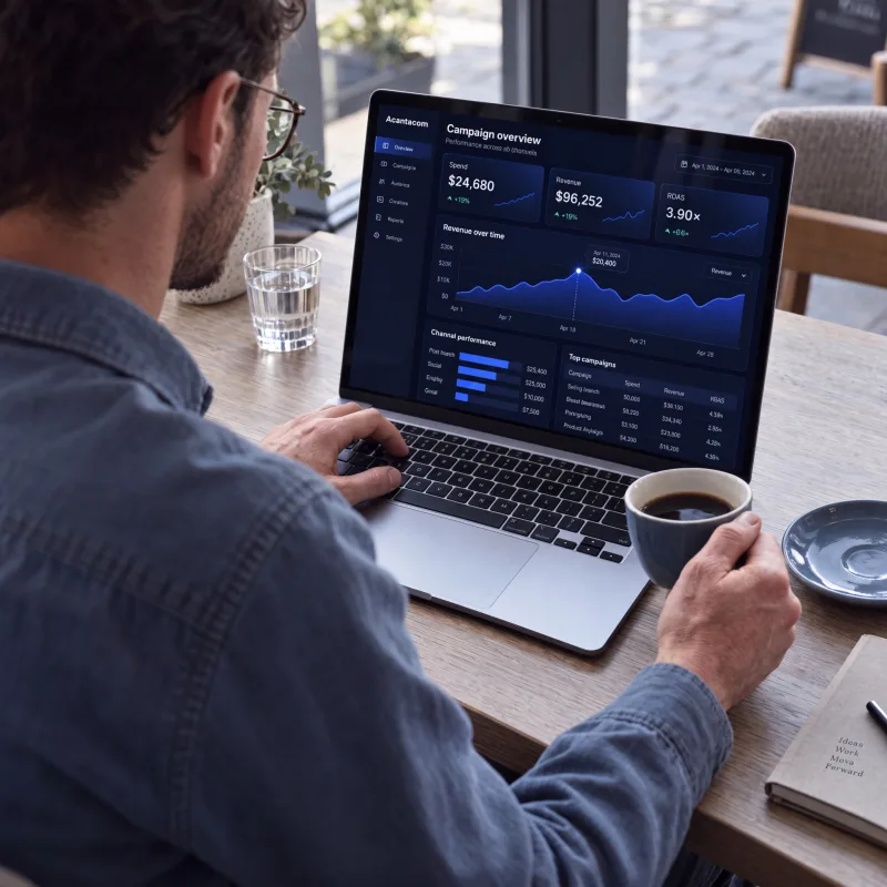 Analyst working across two monitors